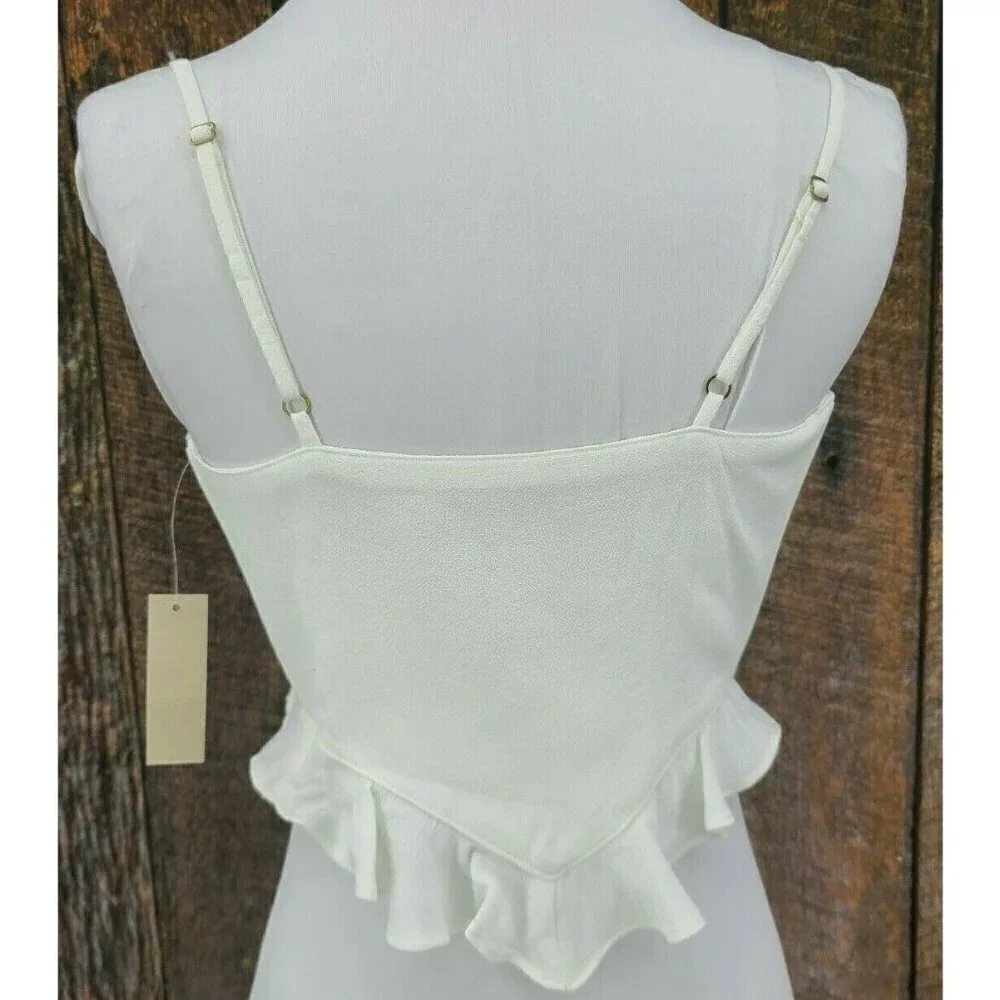 Flynn Skye White Tie-Front Crop Top